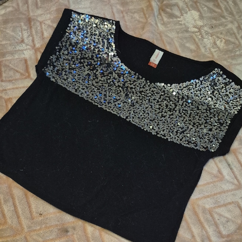 No Boundaries Black Sequin Crop Top - Picture 3 of 3